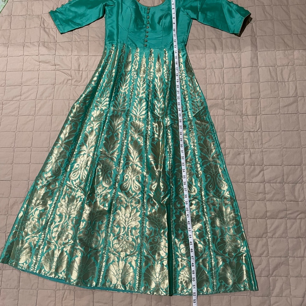 Elegant Teal and Gold Women Lehenga - Indian Dress